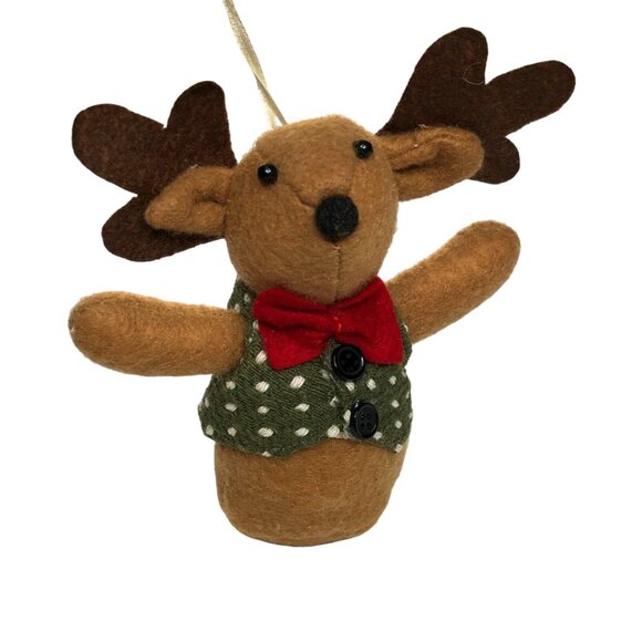 Christmas Ornament Stuffed Animal Plush Bowtie Moose Holiday Tree Wreath Decor - Picture 5 of 13